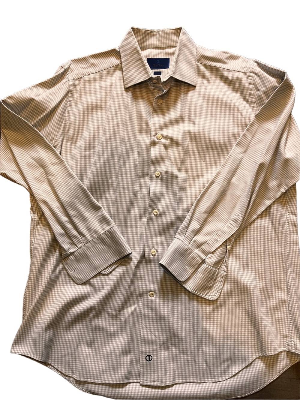 David Donahue cotton grey check dress shirt